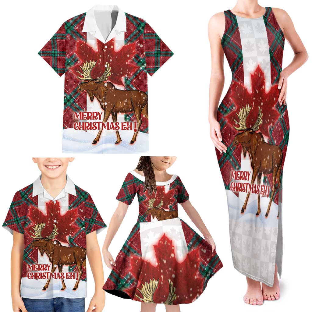 Canadian Christmas - Moose and Maple Retro Style Family Matching Tank Maxi Dress and Hawaiian Shirt - Wonder Print Shop