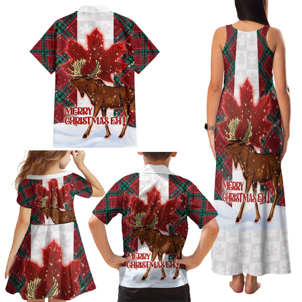 Canadian Christmas - Moose and Maple Retro Style Family Matching Tank Maxi Dress and Hawaiian Shirt - Wonder Print Shop