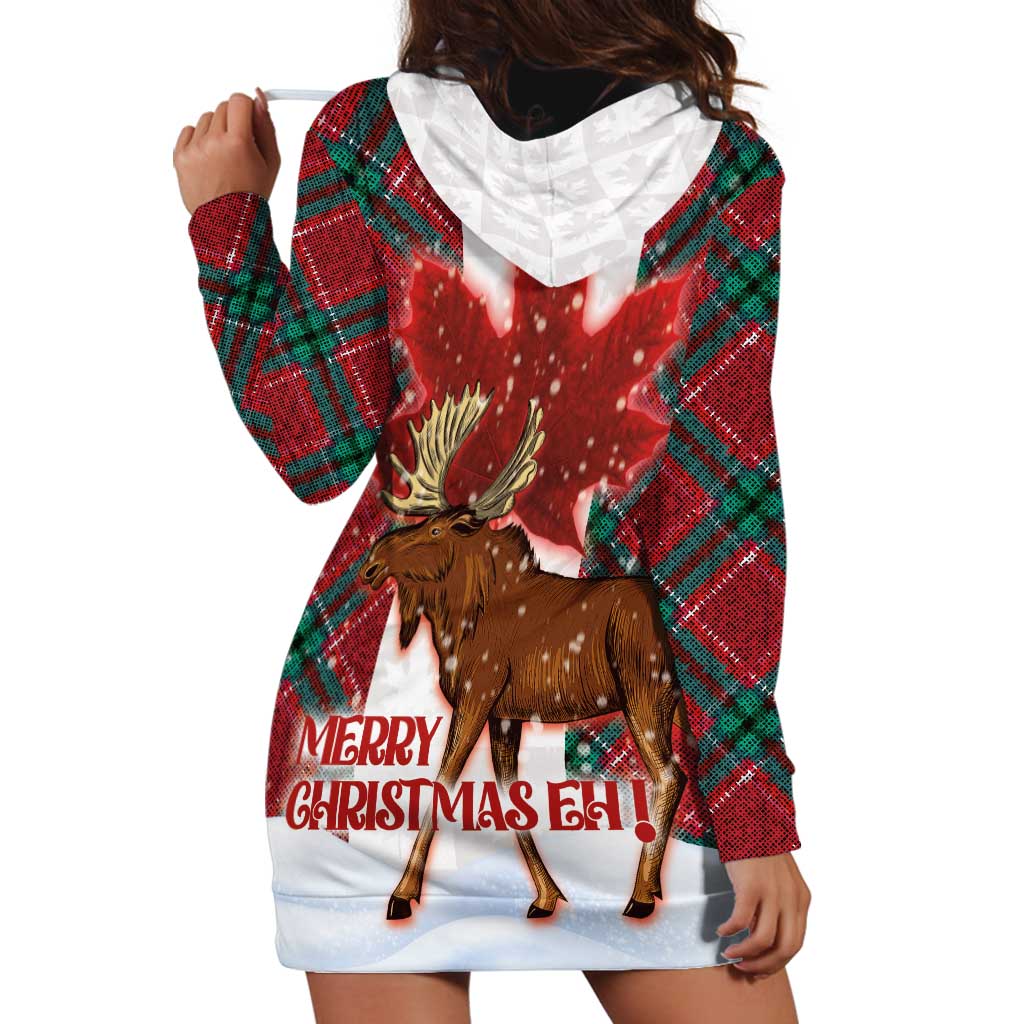 Canadian Christmas - Moose and Maple Retro Style Hoodie Dress - Wonder Print Shop