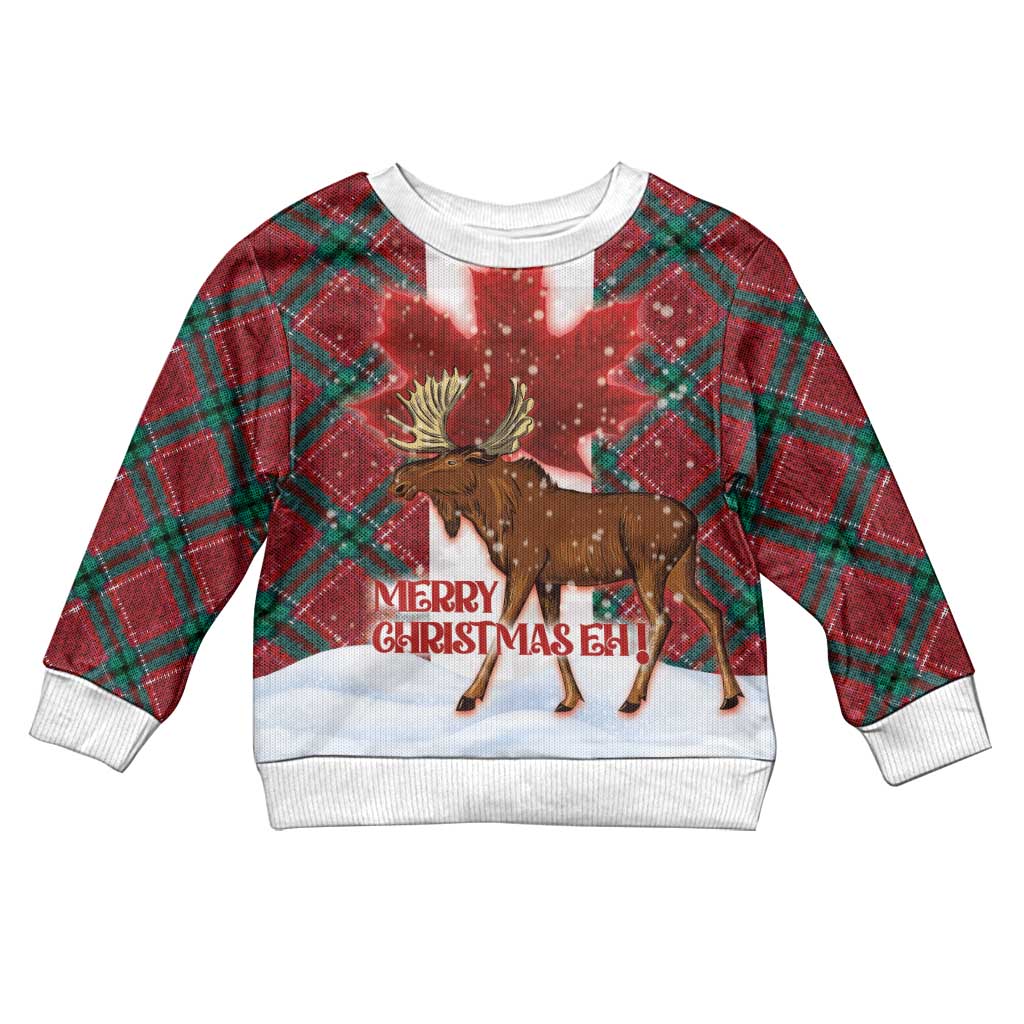 Canadian Christmas - Moose and Maple Retro Style Kid Ugly Christmas Sweater - Wonder Print Shop