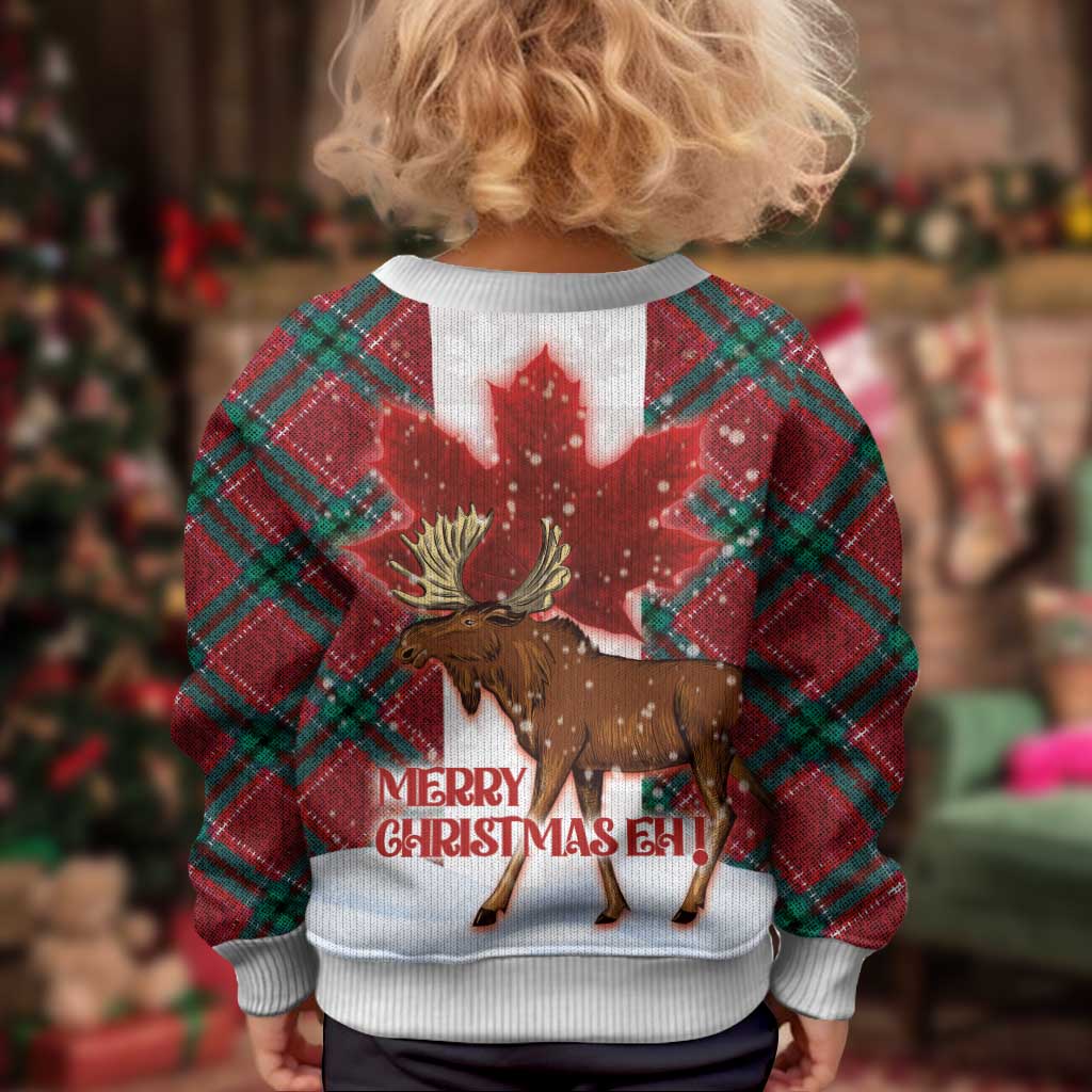 Canadian Christmas - Moose and Maple Retro Style Kid Ugly Christmas Sweater - Wonder Print Shop
