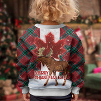 Canadian Christmas - Moose and Maple Retro Style Kid Ugly Christmas Sweater - Wonder Print Shop