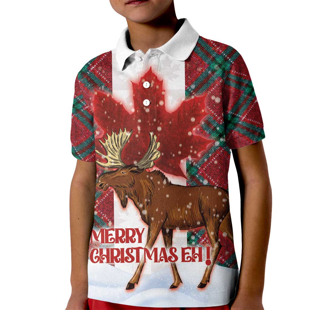 Canadian Christmas - Moose and Maple Retro Style Kid Polo Shirt - Wonder Print Shop