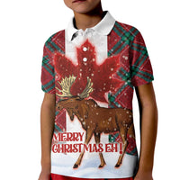 Canadian Christmas - Moose and Maple Retro Style Kid Polo Shirt - Wonder Print Shop