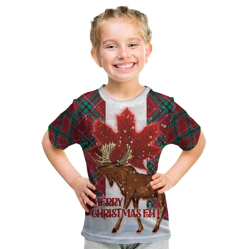 Canadian Christmas - Moose and Maple Retro Style Kid T Shirt - Wonder Print Shop