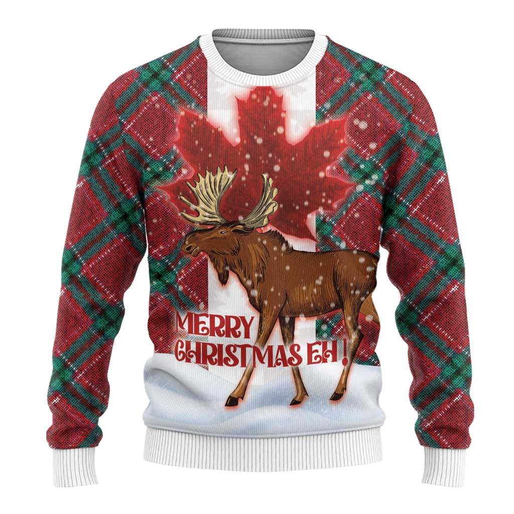 Canadian Christmas - Moose and Maple Retro Style Ugly Christmas Sweater - Wonder Print Shop