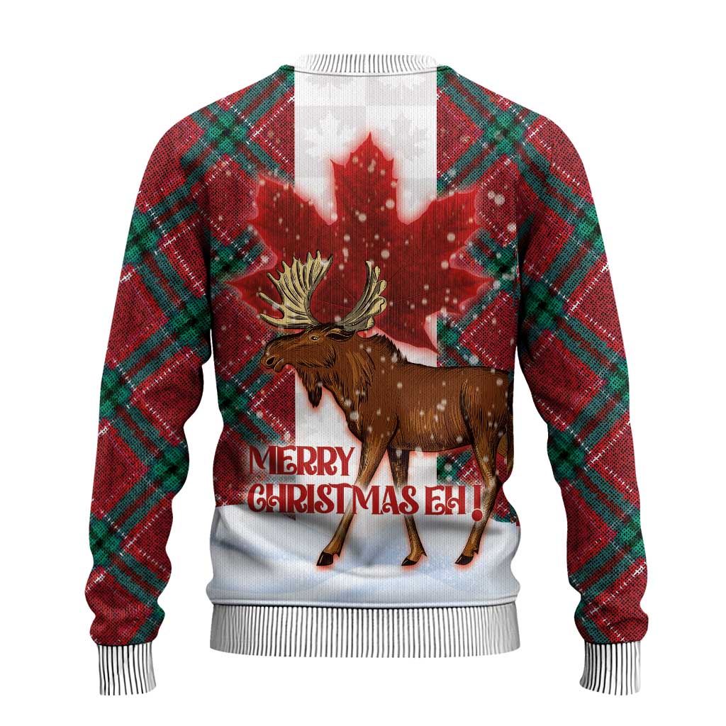 Canadian Christmas - Moose and Maple Retro Style Ugly Christmas Sweater - Wonder Print Shop