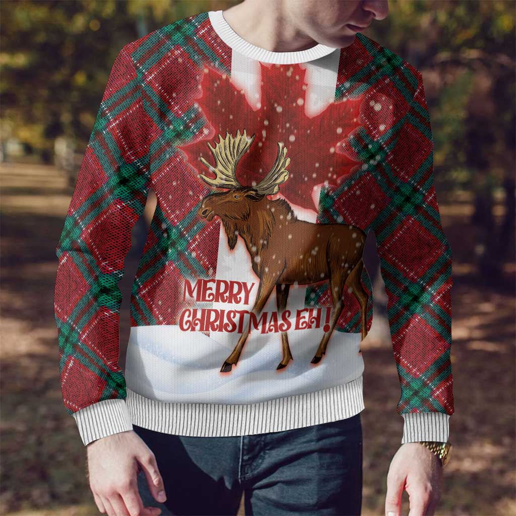 Canadian Christmas - Moose and Maple Retro Style Ugly Christmas Sweater - Wonder Print Shop