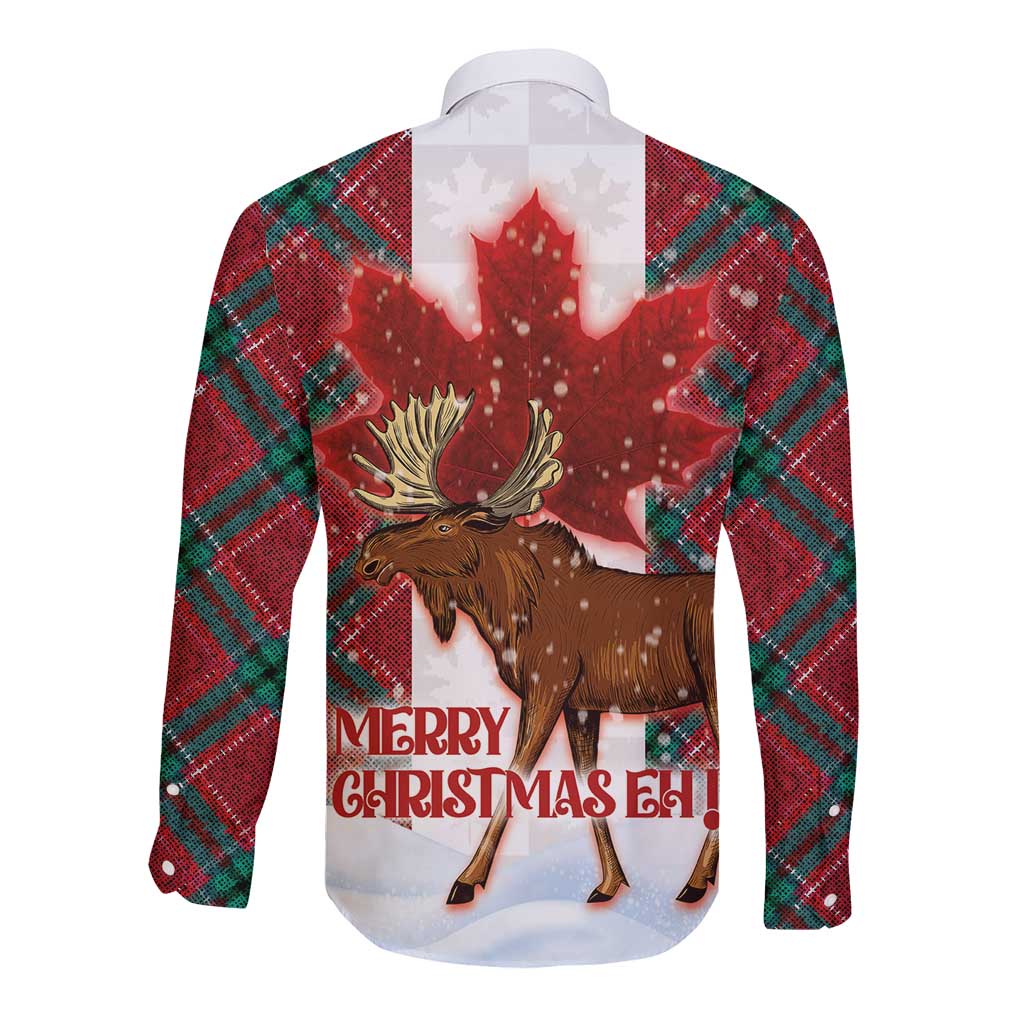 Canadian Christmas - Moose and Maple Retro Style Long Sleeve Button Shirt - Wonder Print Shop