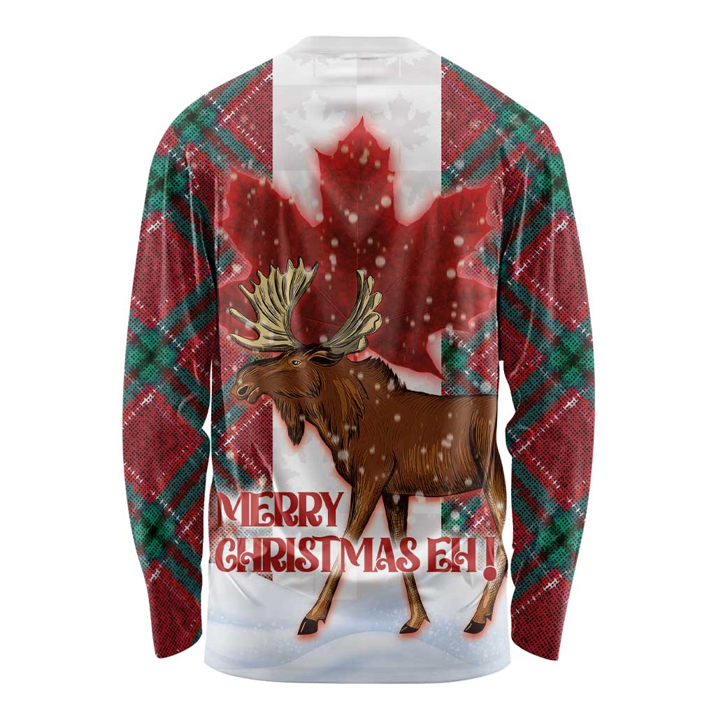 Canadian Christmas - Moose and Maple Retro Style Long Sleeve Shirt - Wonder Print Shop