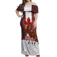 Canadian Christmas - Moose and Maple Retro Style Off Shoulder Maxi Dress - Wonder Print Shop