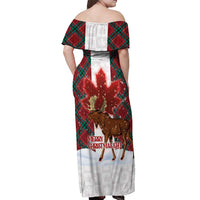 Canadian Christmas - Moose and Maple Retro Style Off Shoulder Maxi Dress - Wonder Print Shop