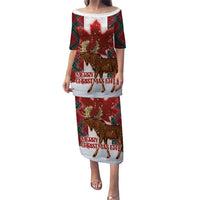 Canadian Christmas - Moose and Maple Retro Style Puletasi - Wonder Print Shop
