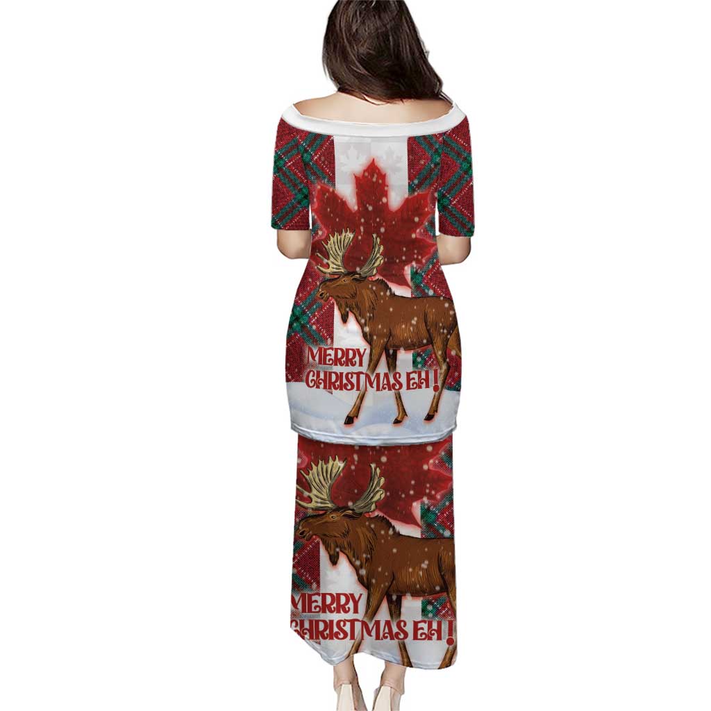 Canadian Christmas - Moose and Maple Retro Style Puletasi - Wonder Print Shop