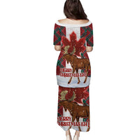 Canadian Christmas - Moose and Maple Retro Style Puletasi - Wonder Print Shop