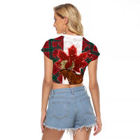 Canadian Christmas - Moose and Maple Retro Style Raglan Cropped T Shirt - Wonder Print Shop