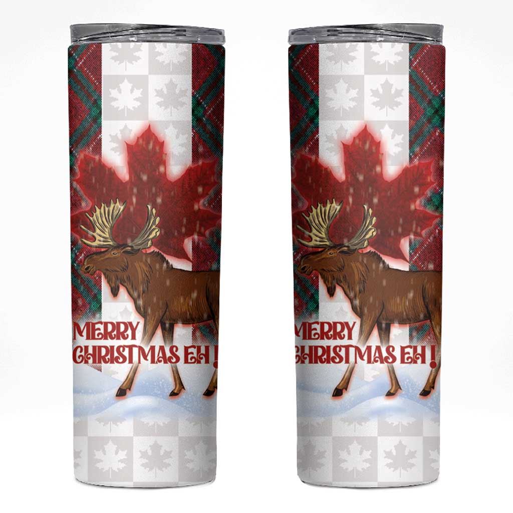Canadian Christmas - Moose and Maple Retro Style Skinny Tumbler - Wonder Print Shop