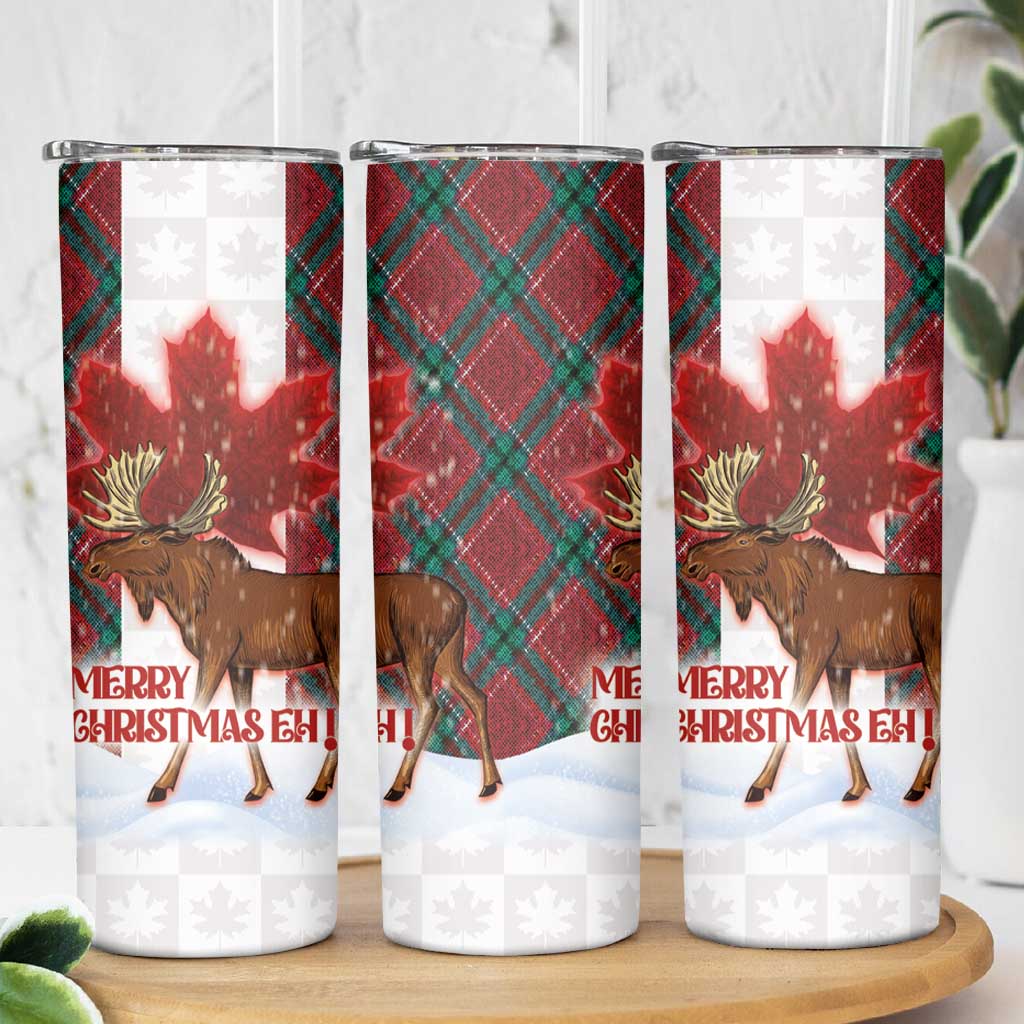 Canadian Christmas - Moose and Maple Retro Style Skinny Tumbler - Wonder Print Shop