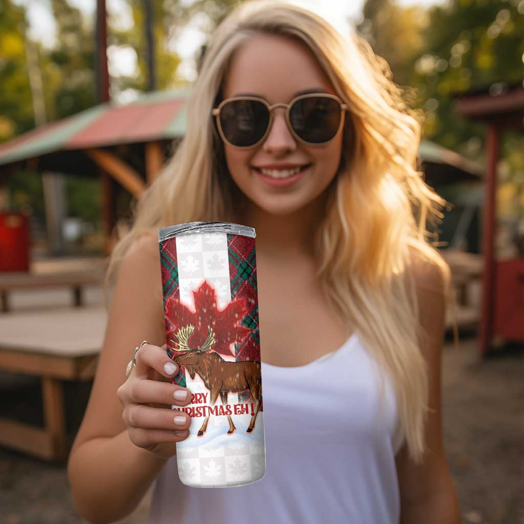 Canadian Christmas - Moose and Maple Retro Style Skinny Tumbler - Wonder Print Shop