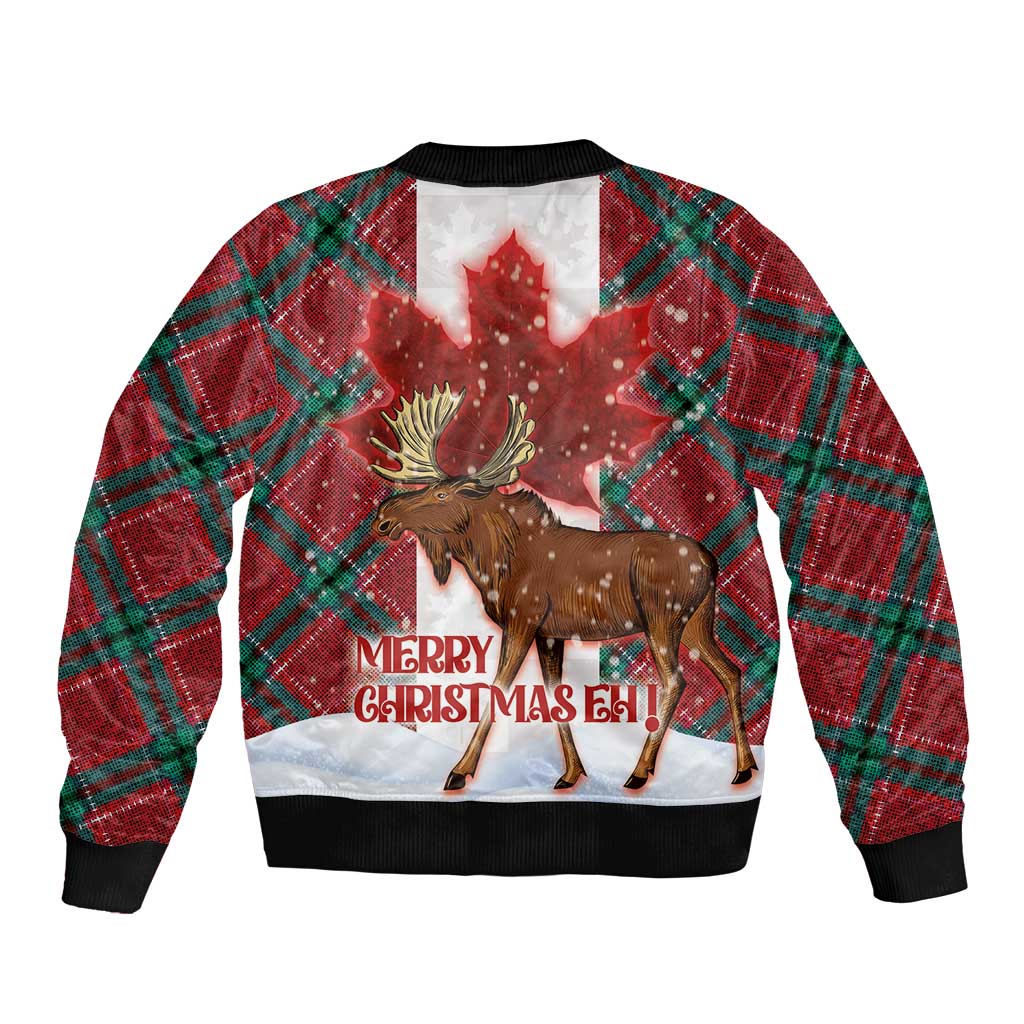 Canadian Christmas - Moose and Maple Retro Style Sleeve Zip Bomber Jacket - Wonder Print Shop