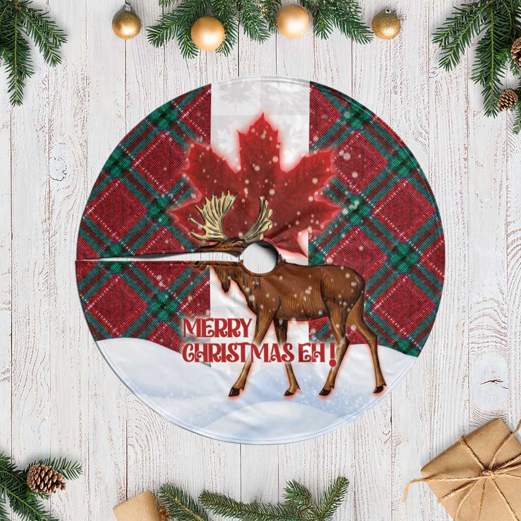Canadian Christmas - Moose and Maple Retro Style Tree Skirt - Wonder Print Shop