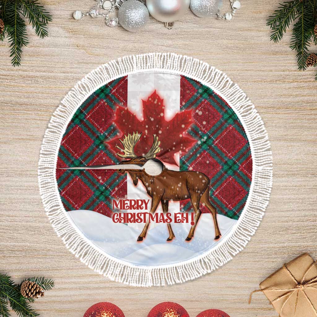 Canadian Christmas - Moose and Maple Retro Style Tree Skirt - Wonder Print Shop