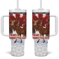 Canadian Christmas - Moose and Maple Retro Style Tumbler With Handle - Wonder Print Shop