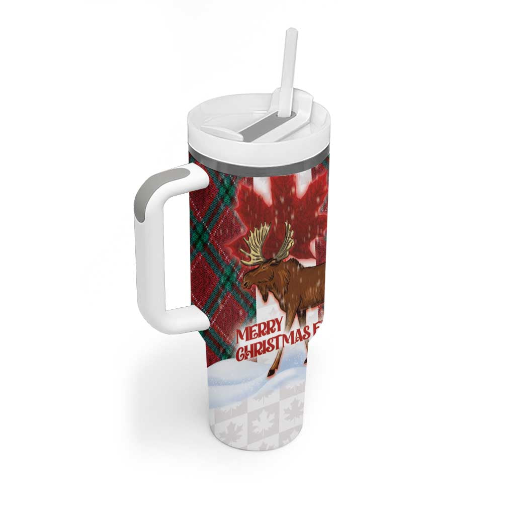 Canadian Christmas - Moose and Maple Retro Style Tumbler With Handle - Wonder Print Shop