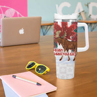Canadian Christmas - Moose and Maple Retro Style Tumbler With Handle - Wonder Print Shop