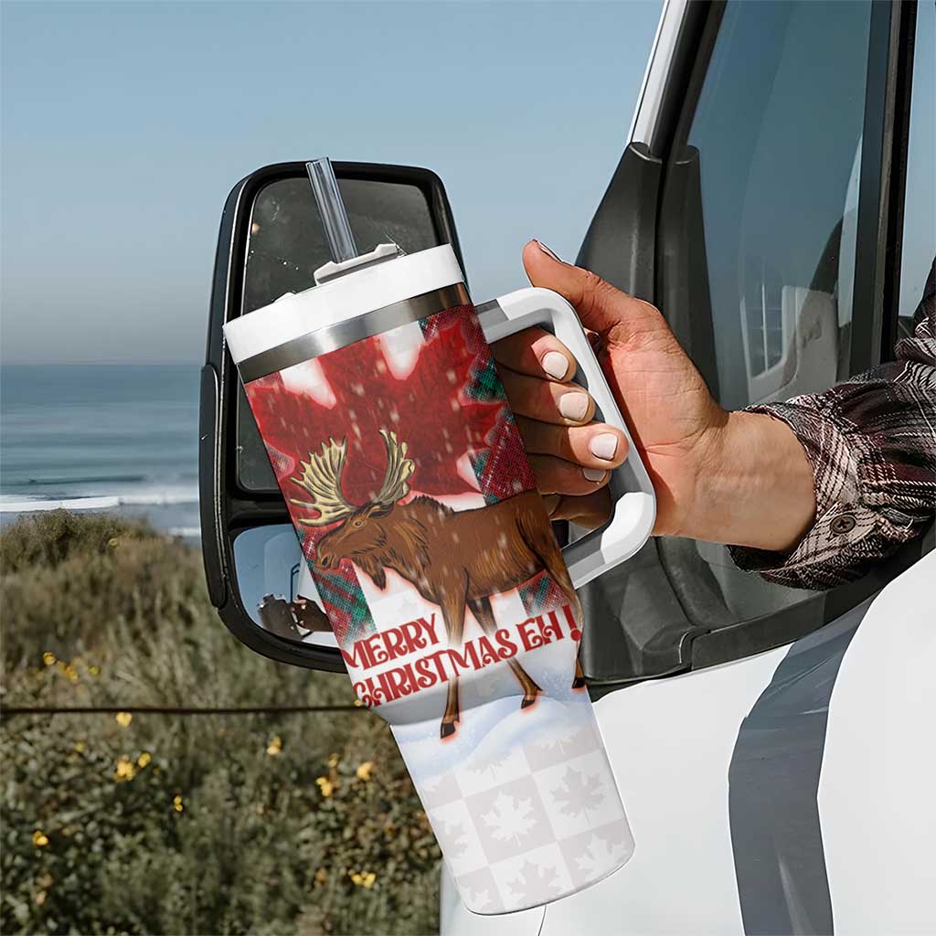 Canadian Christmas - Moose and Maple Retro Style Tumbler With Handle - Wonder Print Shop
