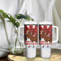 Canadian Christmas - Moose and Maple Retro Style Tumbler With Handle - Wonder Print Shop