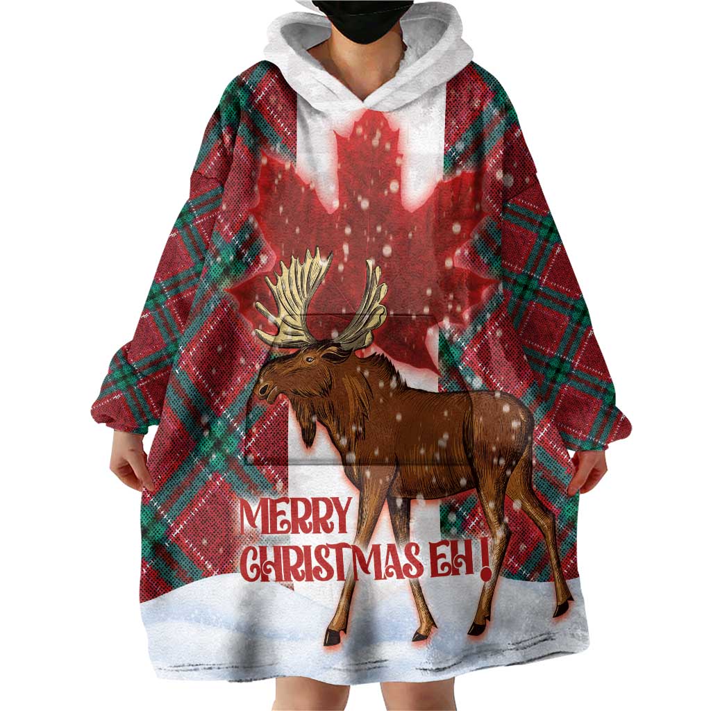Canadian Christmas - Moose and Maple Retro Style Wearable Blanket Hoodie - Wonder Print Shop