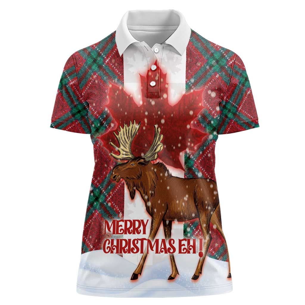 Canadian Christmas - Moose and Maple Retro Style Women Polo Shirt - Wonder Print Shop