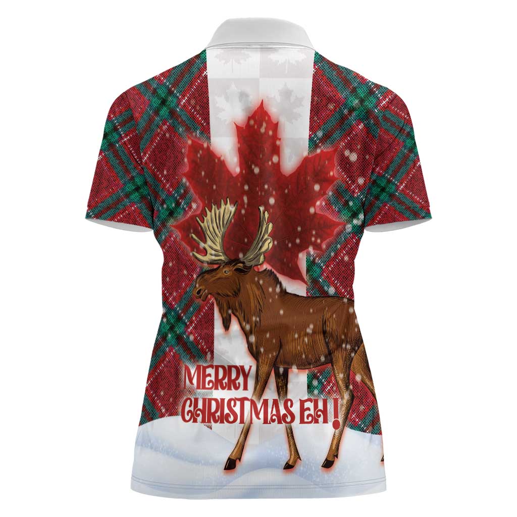 Canadian Christmas - Moose and Maple Retro Style Women Polo Shirt - Wonder Print Shop