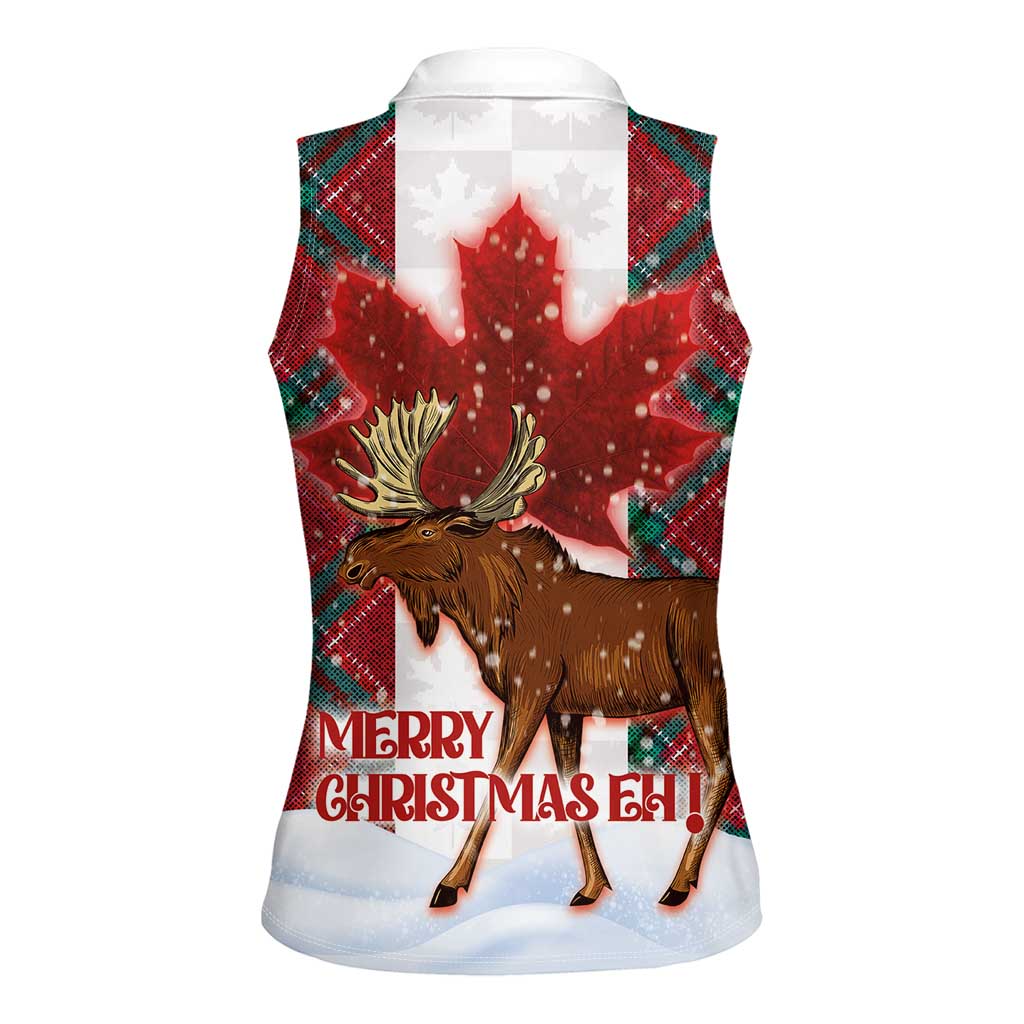 Canadian Christmas - Moose and Maple Retro Style Women Sleeveless Polo Shirt - Wonder Print Shop