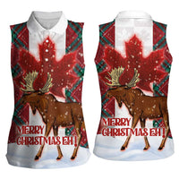 Canadian Christmas - Moose and Maple Retro Style Women Sleeveless Polo Shirt - Wonder Print Shop