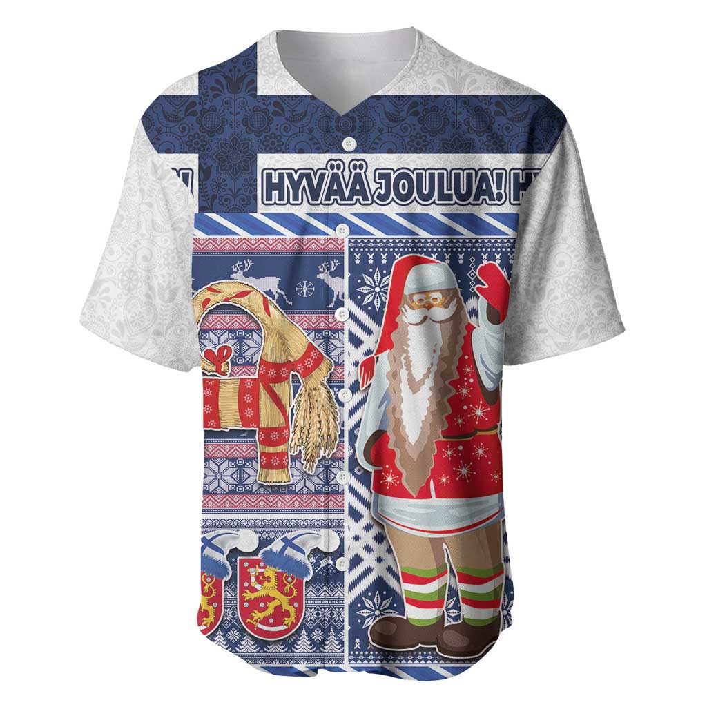 Yule Goat Joulupukki Finnish Christmas Baseball Jersey Scandinavian Pattern - Wonder Print Shop
