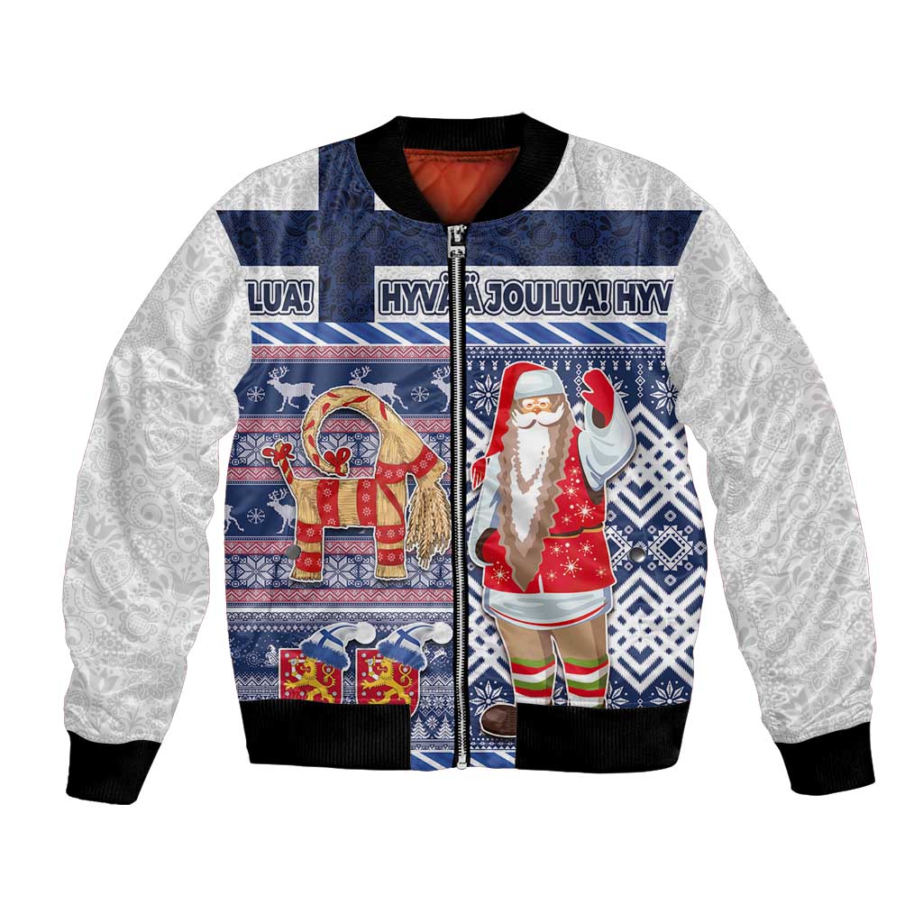Yule Goat Joulupukki Finnish Christmas Bomber Jacket Scandinavian Pattern - Wonder Print Shop