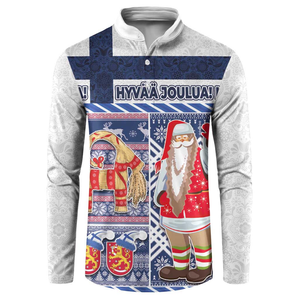 Yule Goat Joulupukki Finnish Christmas Button Sweatshirt Scandinavian Pattern - Wonder Print Shop