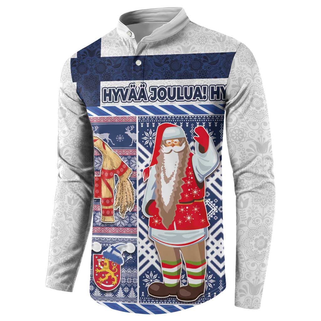 Yule Goat Joulupukki Finnish Christmas Button Sweatshirt Scandinavian Pattern - Wonder Print Shop