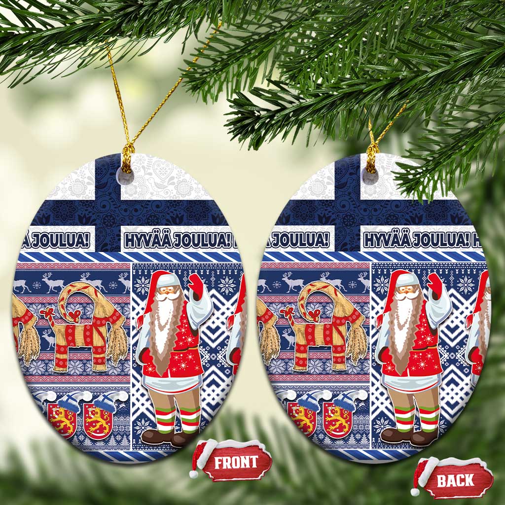 Yule Goat Joulupukki Finnish Christmas Ceramic Ornament Scandinavian Pattern - Wonder Print Shop
