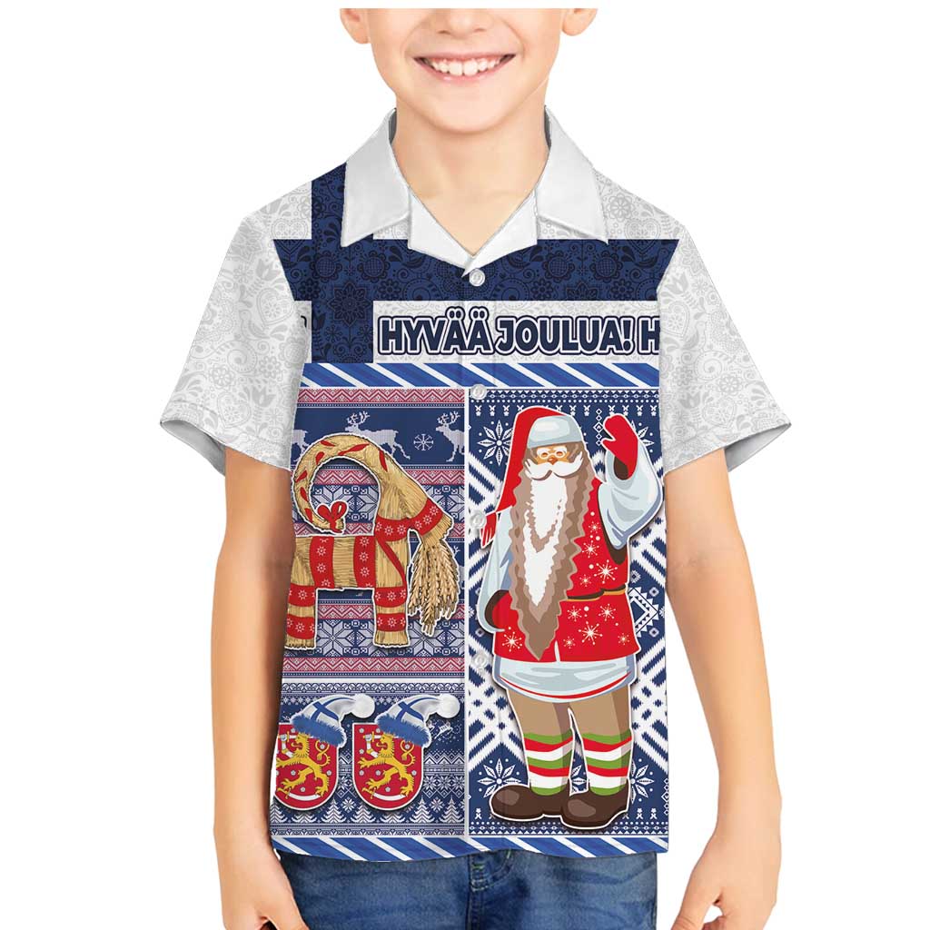 Yule Goat Joulupukki Finnish Christmas Family Matching Mermaid Dress and Hawaiian Shirt Scandinavian Pattern - Wonder Print Shop