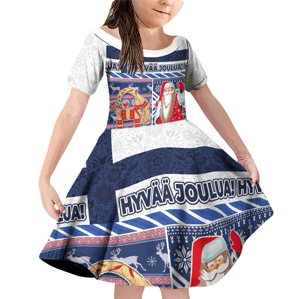 Yule Goat Joulupukki Finnish Christmas Family Matching Off Shoulder Short Dress and Hawaiian Shirt Scandinavian Pattern - Wonder Print Shop