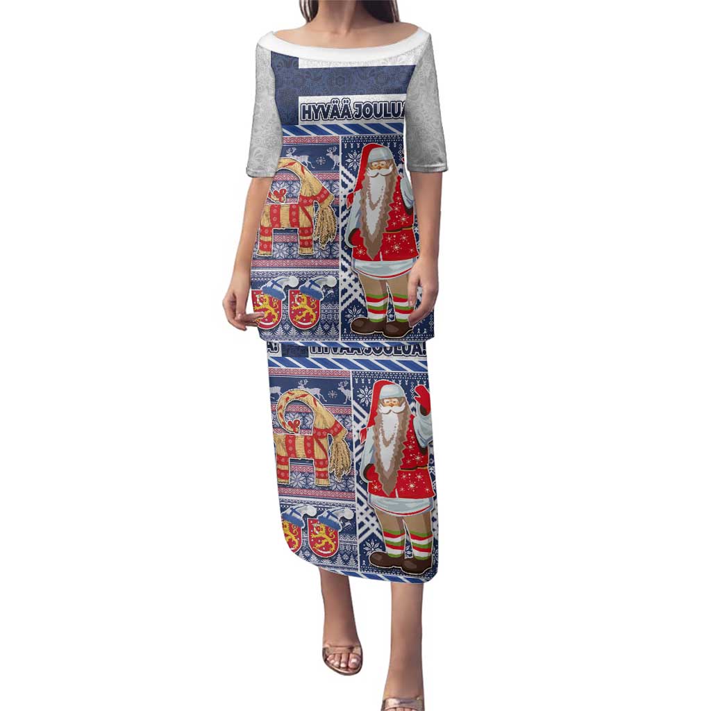 Yule Goat Joulupukki Finnish Christmas Family Matching Puletasi and Hawaiian Shirt Scandinavian Pattern - Wonder Print Shop