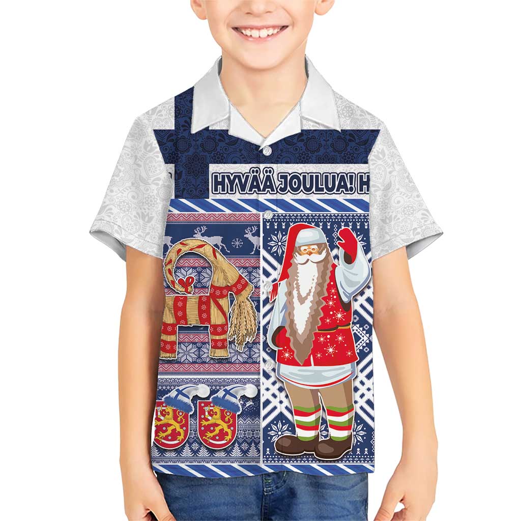 Yule Goat Joulupukki Finnish Christmas Family Matching Short Sleeve Bodycon Dress and Hawaiian Shirt Scandinavian Pattern - Wonder Print Shop