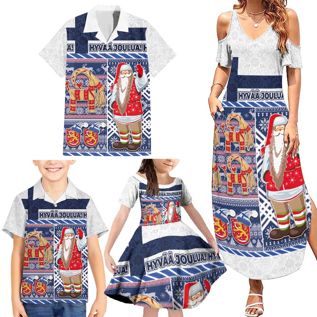 Yule Goat Joulupukki Finnish Christmas Family Matching Summer Maxi Dress and Hawaiian Shirt Scandinavian Pattern - Wonder Print Shop