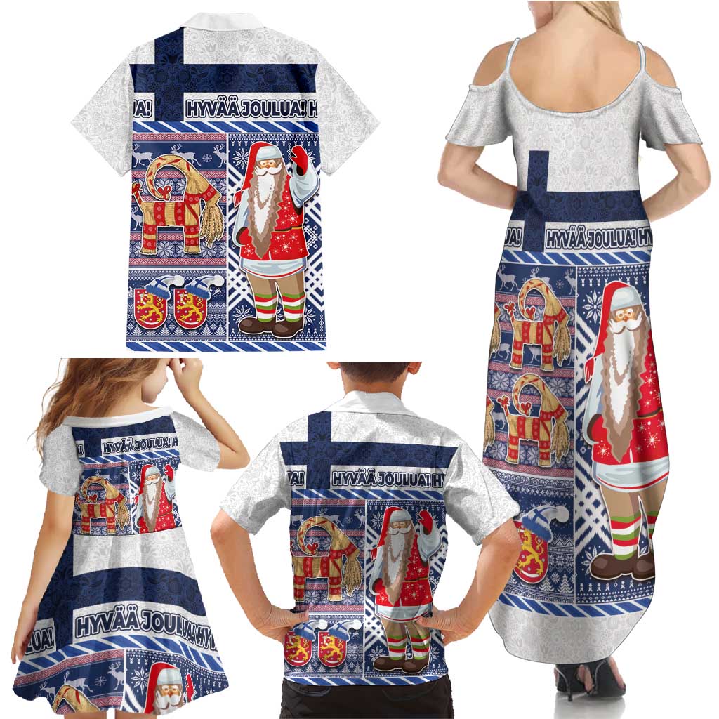 Yule Goat Joulupukki Finnish Christmas Family Matching Summer Maxi Dress and Hawaiian Shirt Scandinavian Pattern - Wonder Print Shop