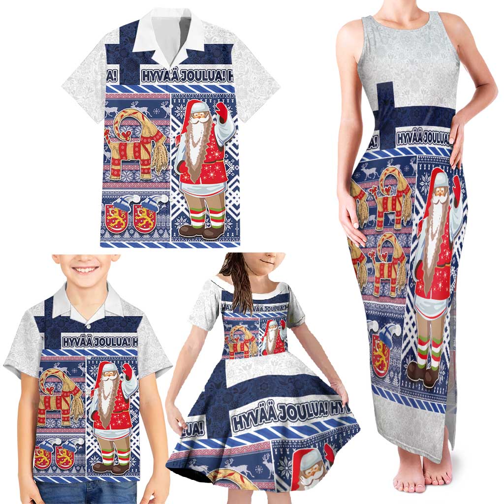 Yule Goat Joulupukki Finnish Christmas Family Matching Tank Maxi Dress and Hawaiian Shirt Scandinavian Pattern - Wonder Print Shop