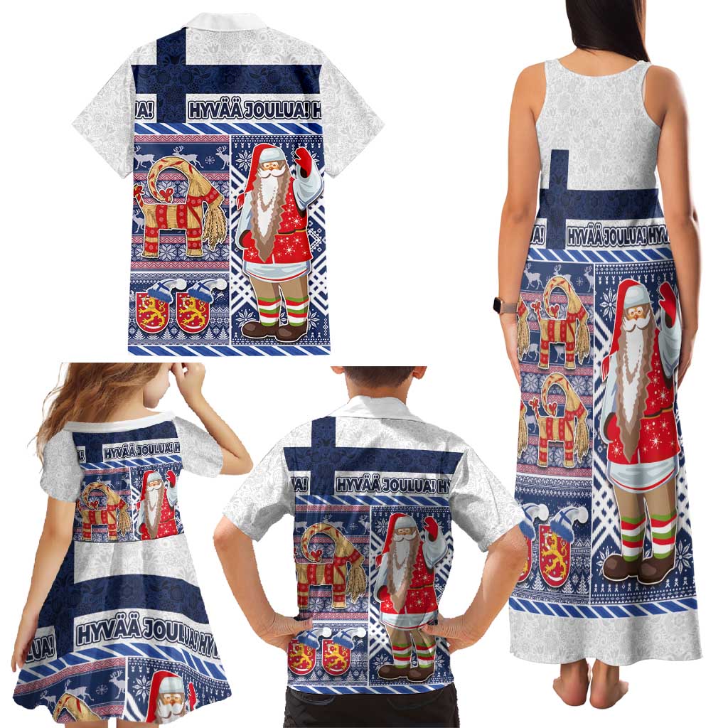 Yule Goat Joulupukki Finnish Christmas Family Matching Tank Maxi Dress and Hawaiian Shirt Scandinavian Pattern - Wonder Print Shop