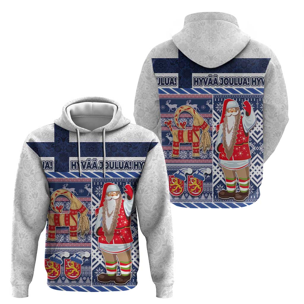 Yule Goat Joulupukki Finnish Christmas Hoodie Scandinavian Pattern - Wonder Print Shop